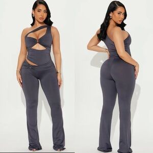 Elegant Gray Cut Out Women's Jumpsuit